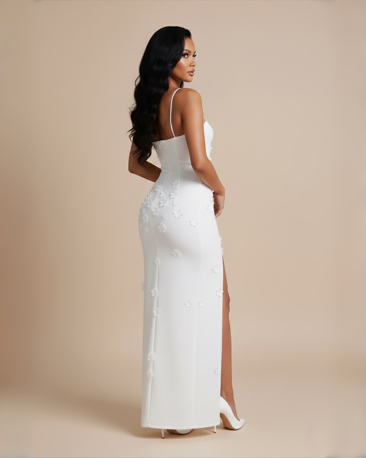 The Lucienne Floral Maxi Dress - White