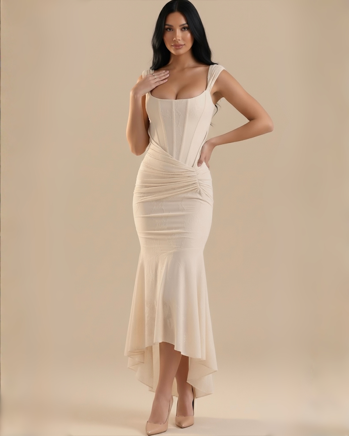 The Liliana Midi Dress - Cream White