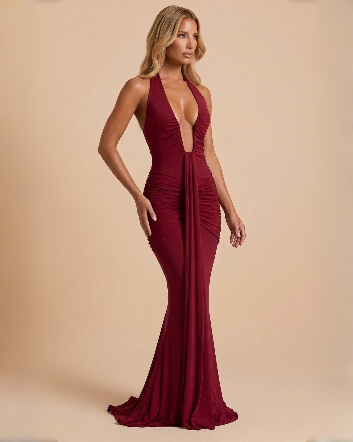 The Angelica Maxi Dress - Cherry Red