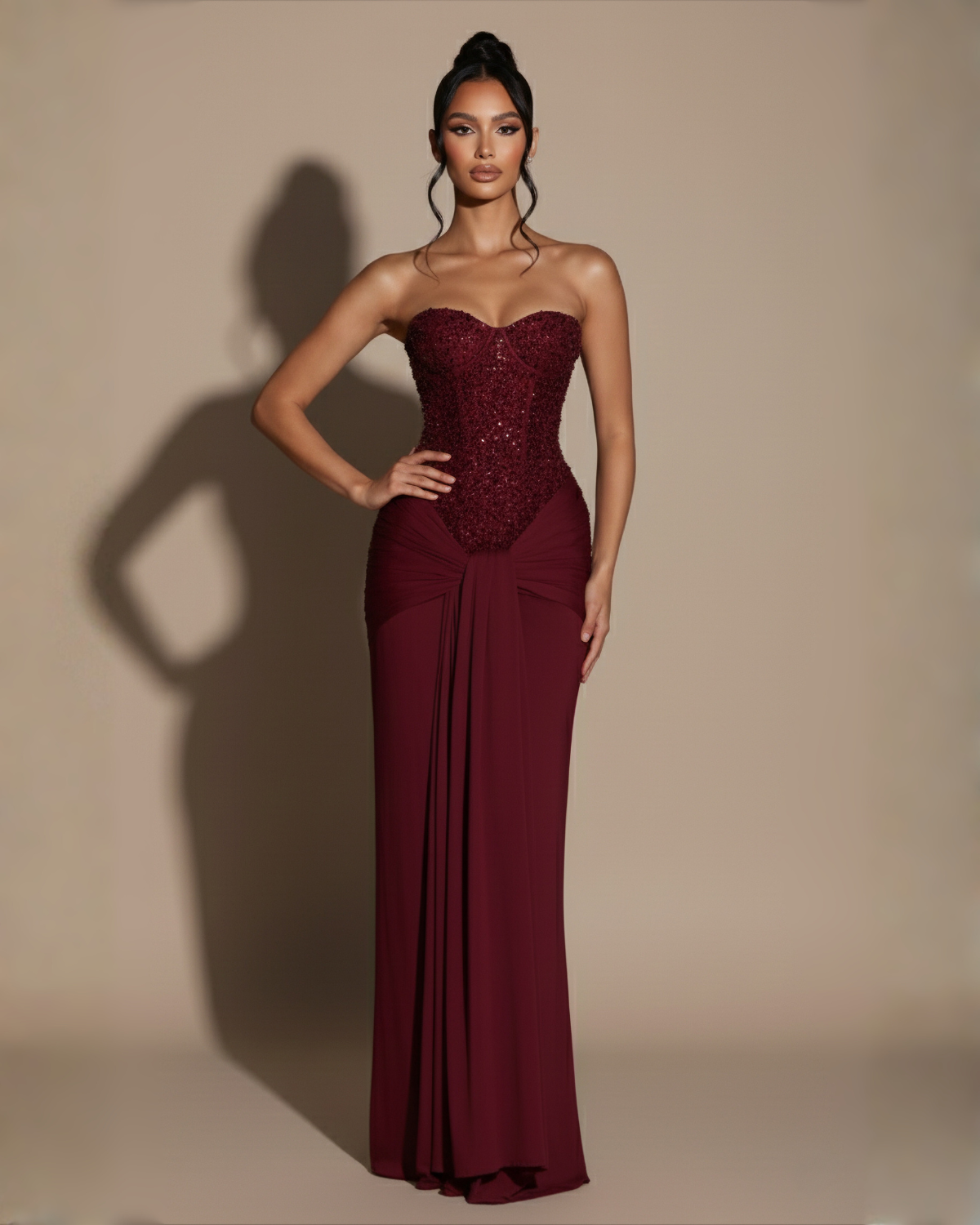 The Arabella Maxi Dress - Wine Red