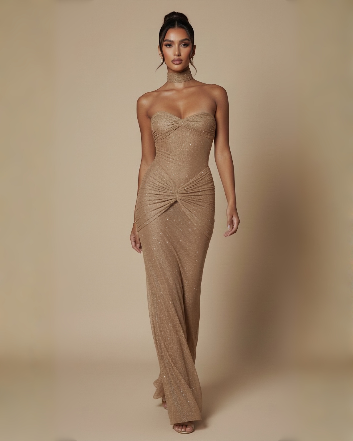 The Amara Tube Maxi Dress - Beige