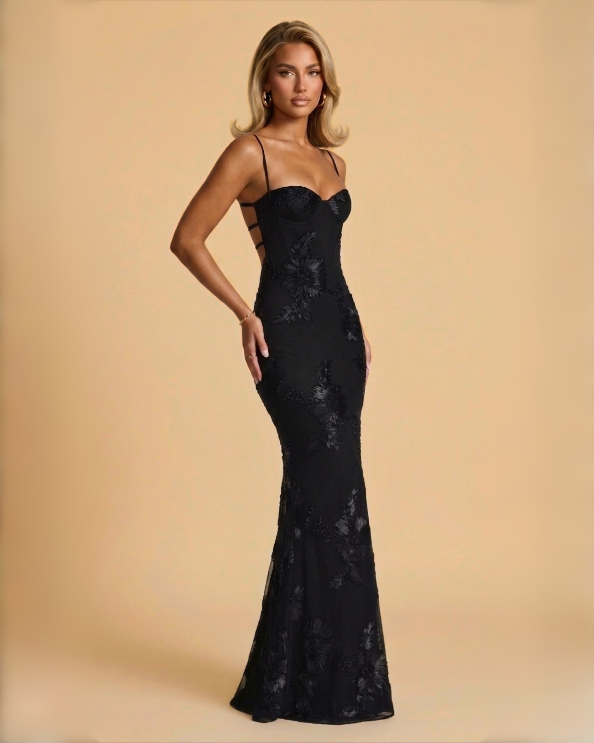 The Juliet Floral Maxi Dress - Black