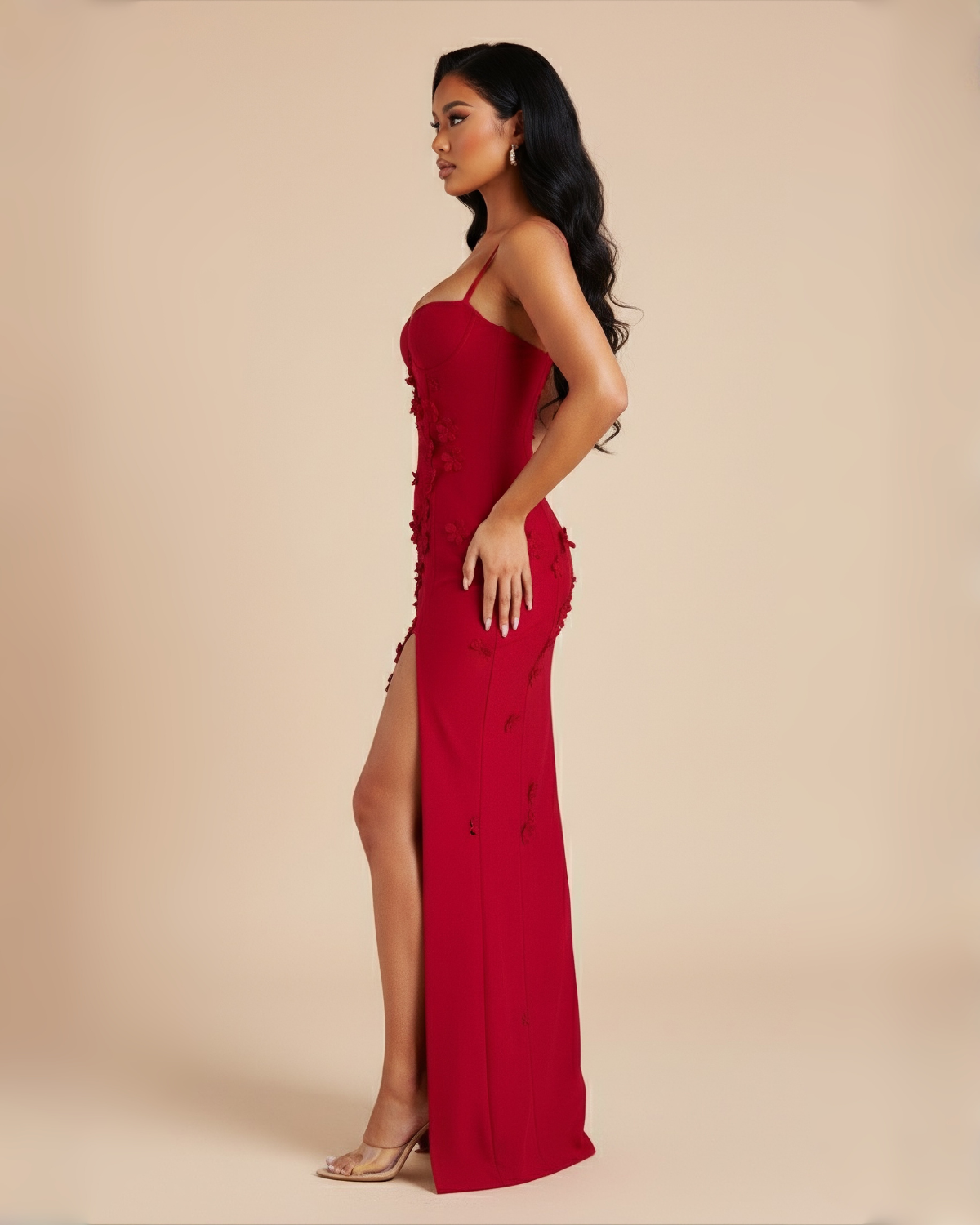 The Lucienne Floral Maxi Dress - Red