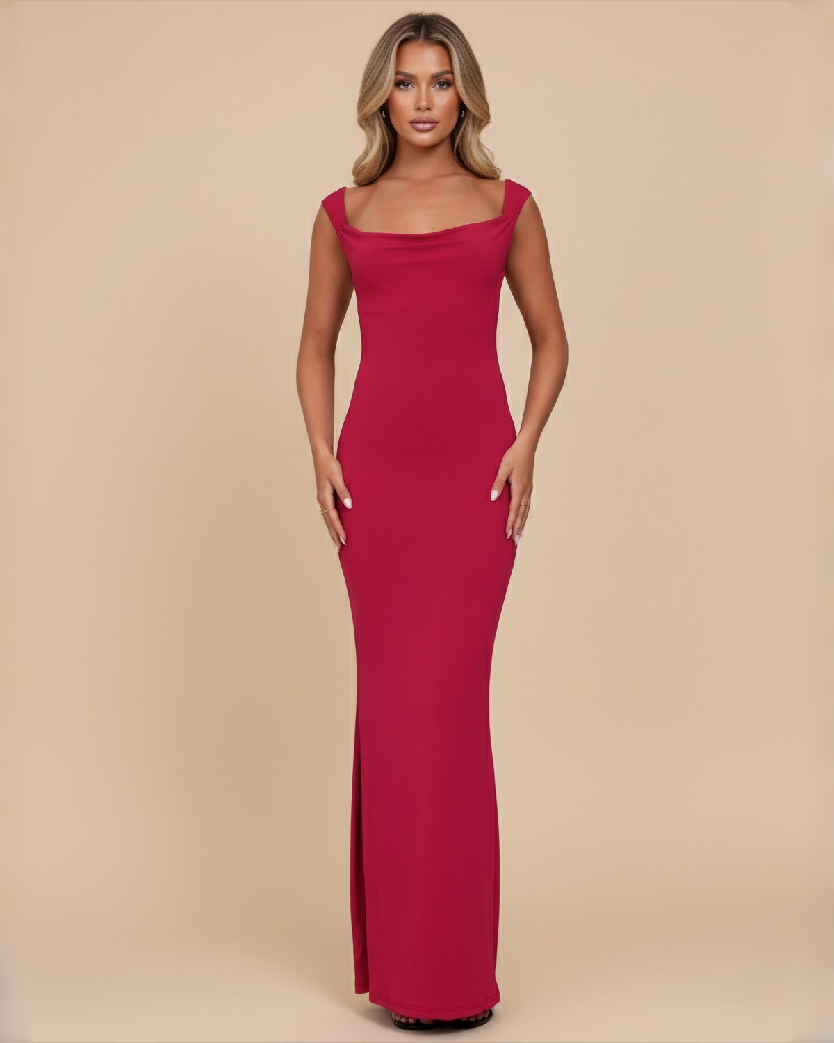 The Noèmie Bow Maxi Dress - Magenta Red