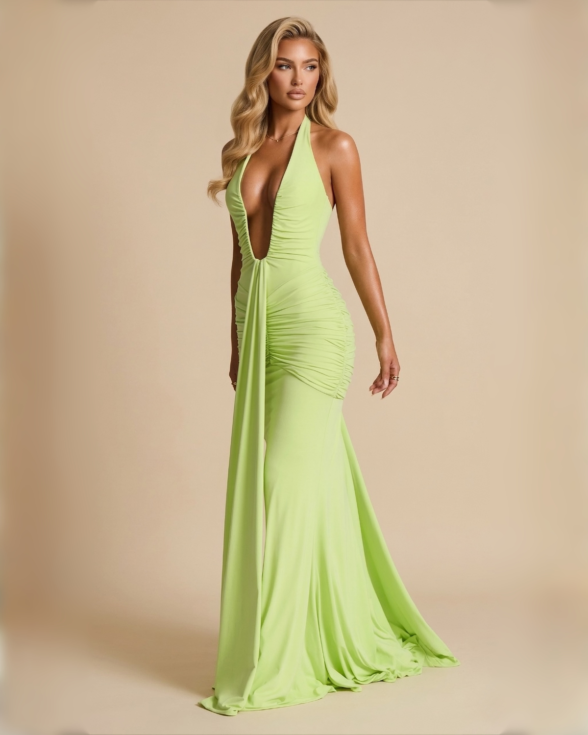 The Angelica Maxi Dress -  Lime Green