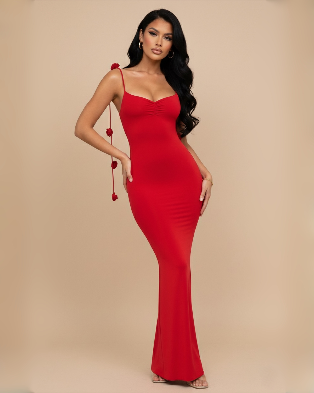 The Ayana Rose Maxi Dress - Red