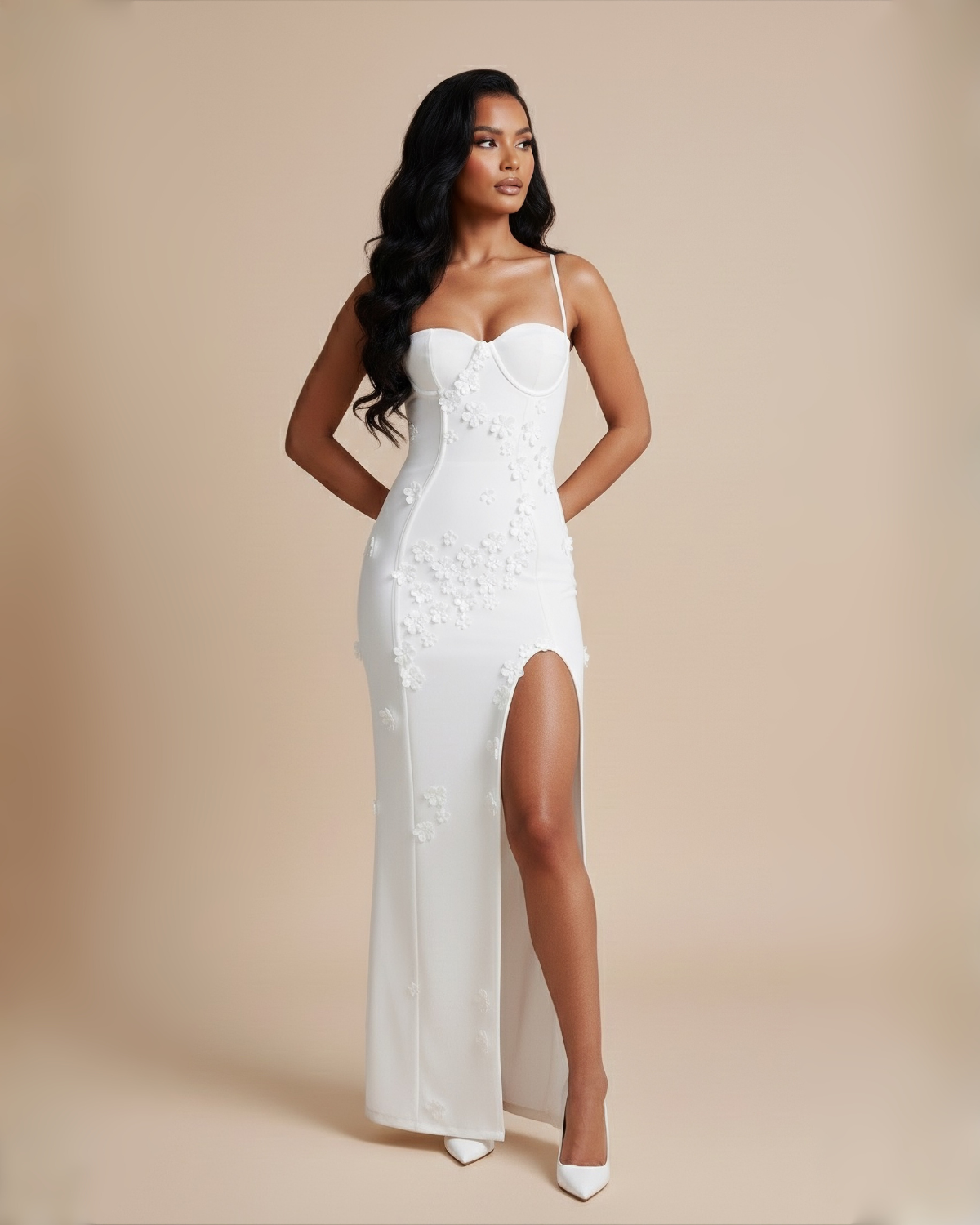 The Lucienne Floral Maxi Dress - White