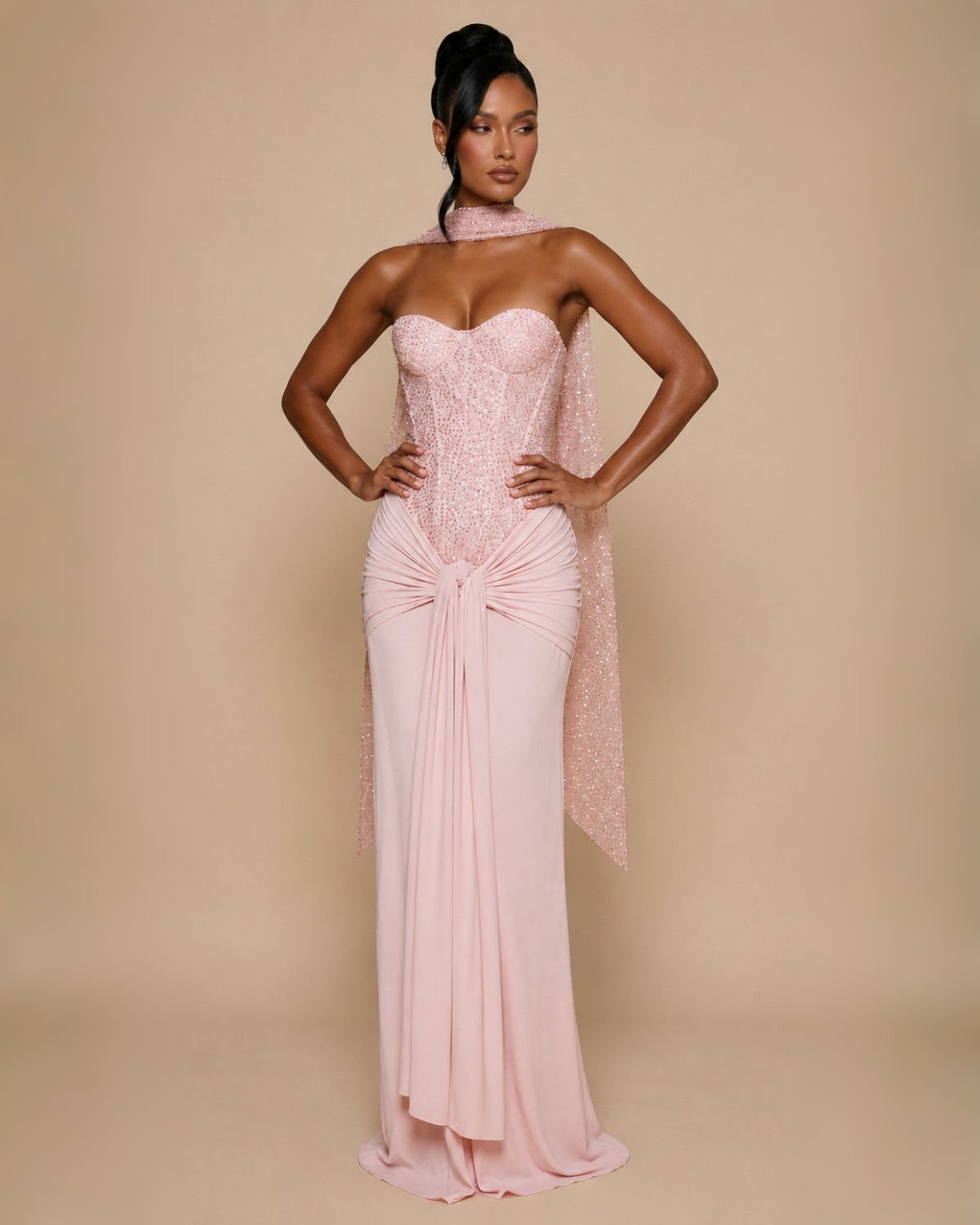 The Arabella Maxi Dress - Baby Pink