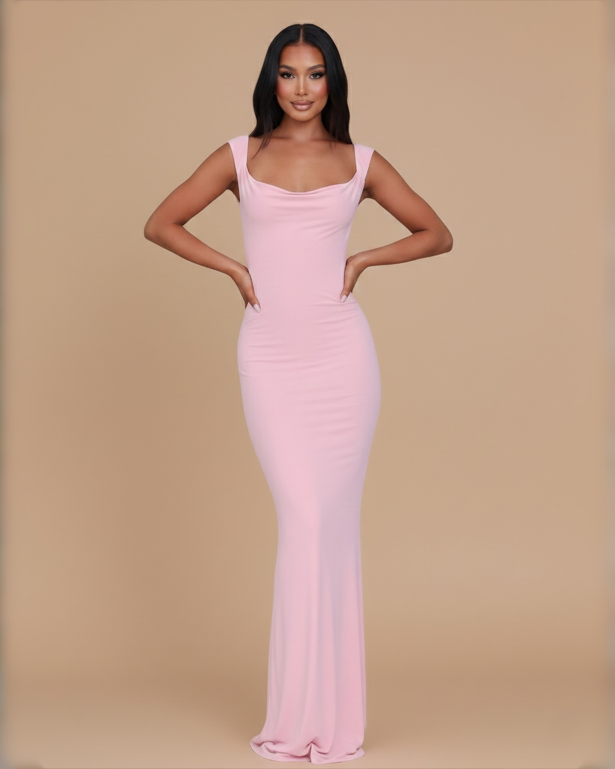 The Noèmie Bow Maxi Dress - Baby Pink
