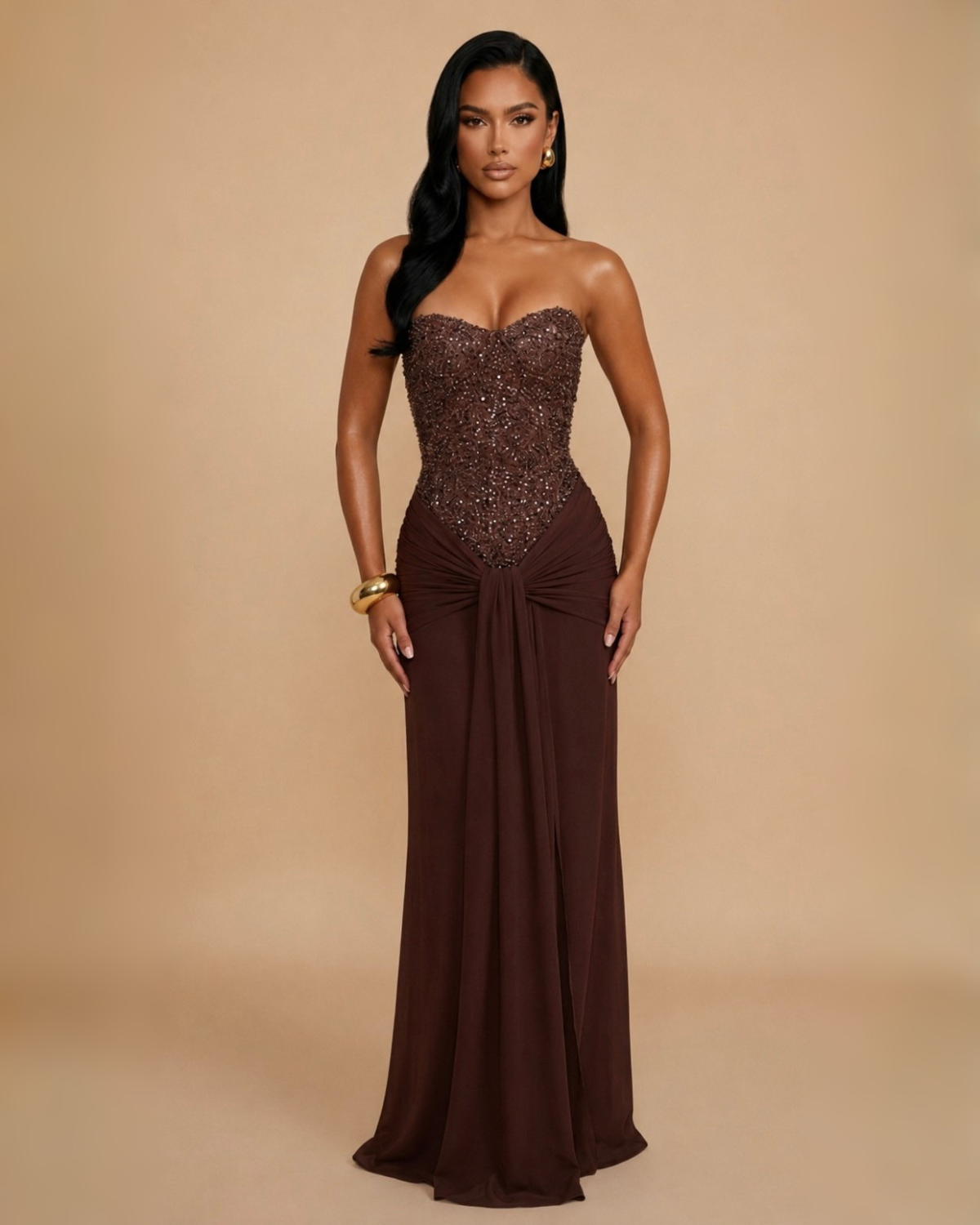 The Arabella Maxi Dress - Brown