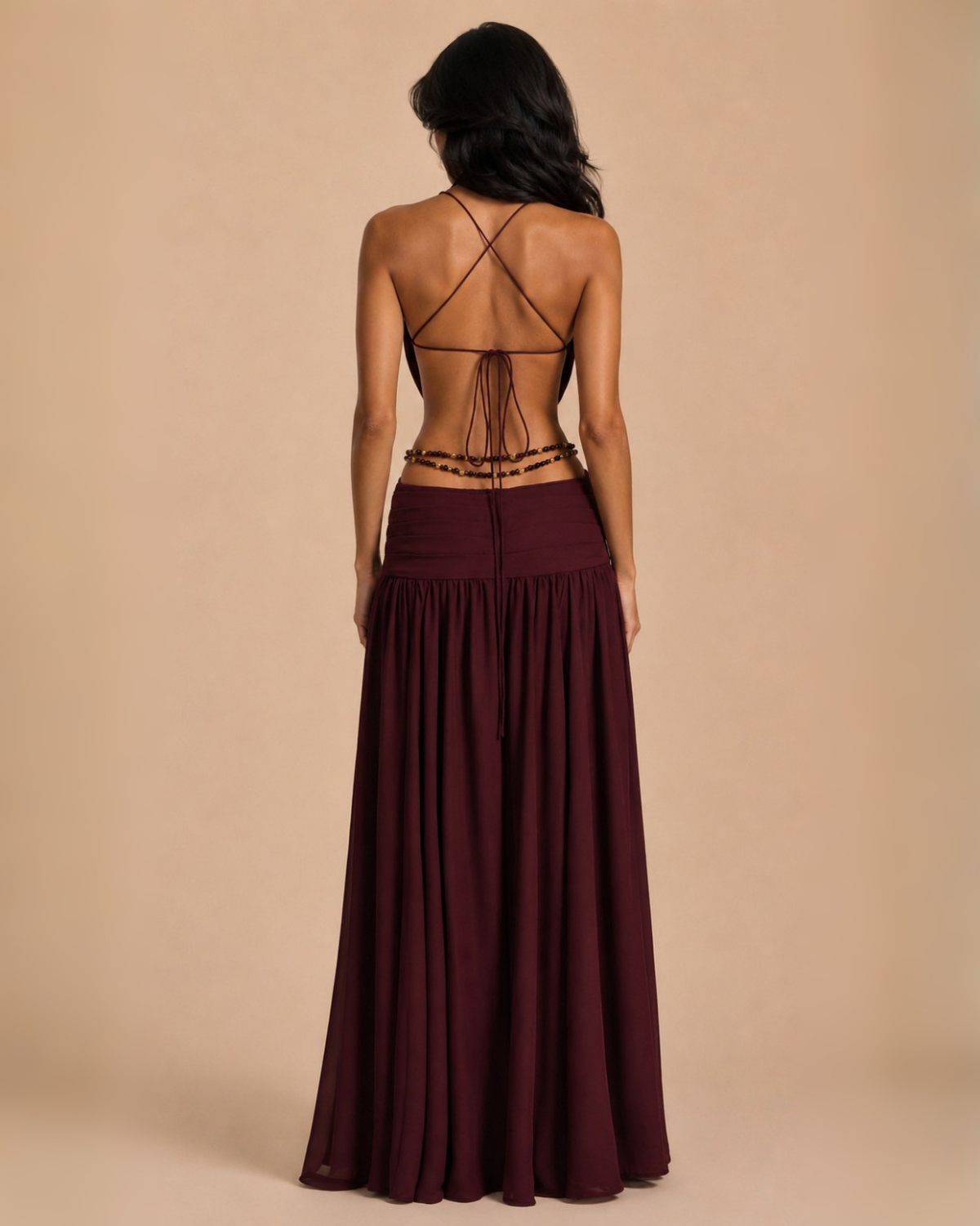 The Alula Maxi Dress - Wine Red