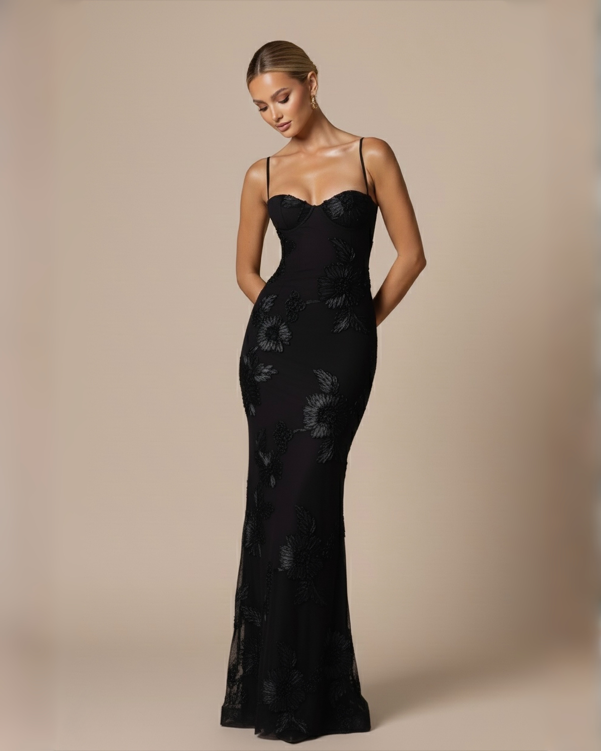 The Juliet Floral Maxi Dress - Black