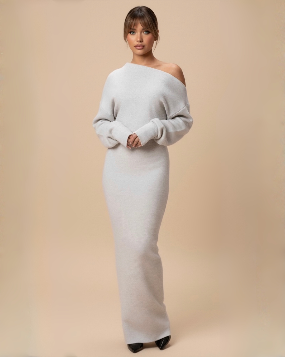 The Haven Knit Maxi Dress - Light Grey