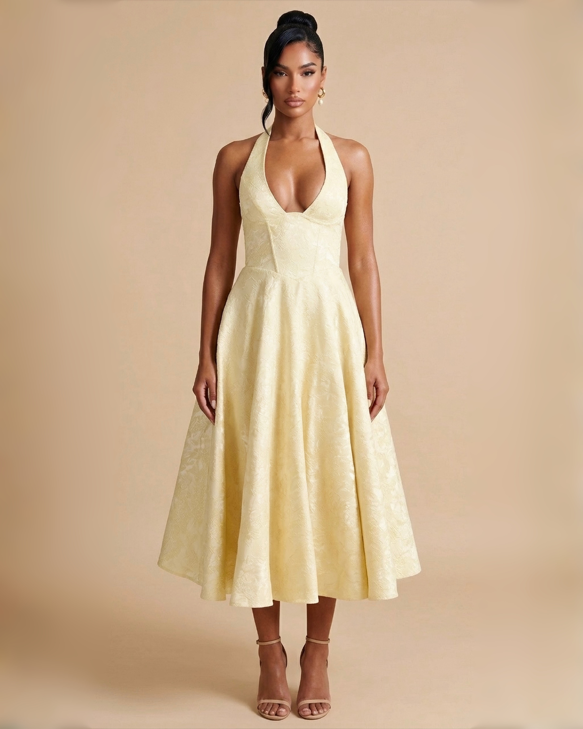 The Evelyn Midi Dress - Yellow