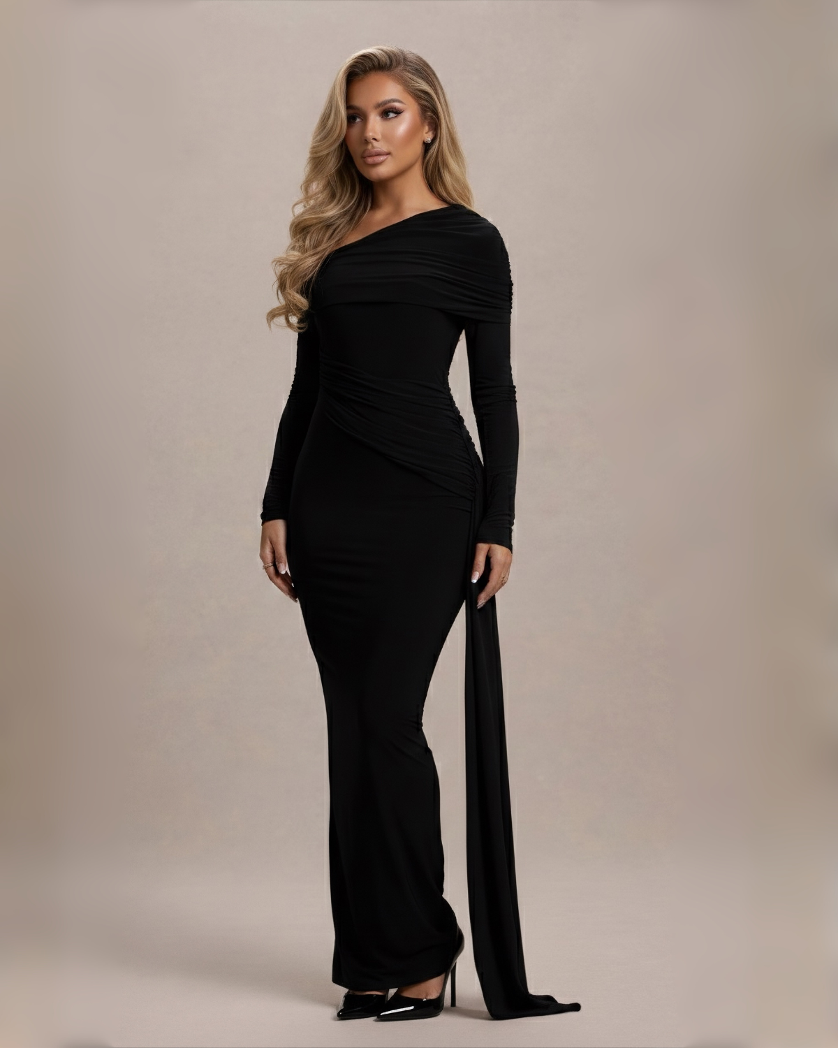 The Mona Long Sleeve Maxi Dress - Dark Navy