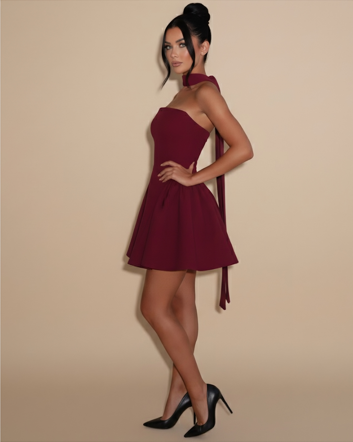 The Luna Mini Dress - Wine Red