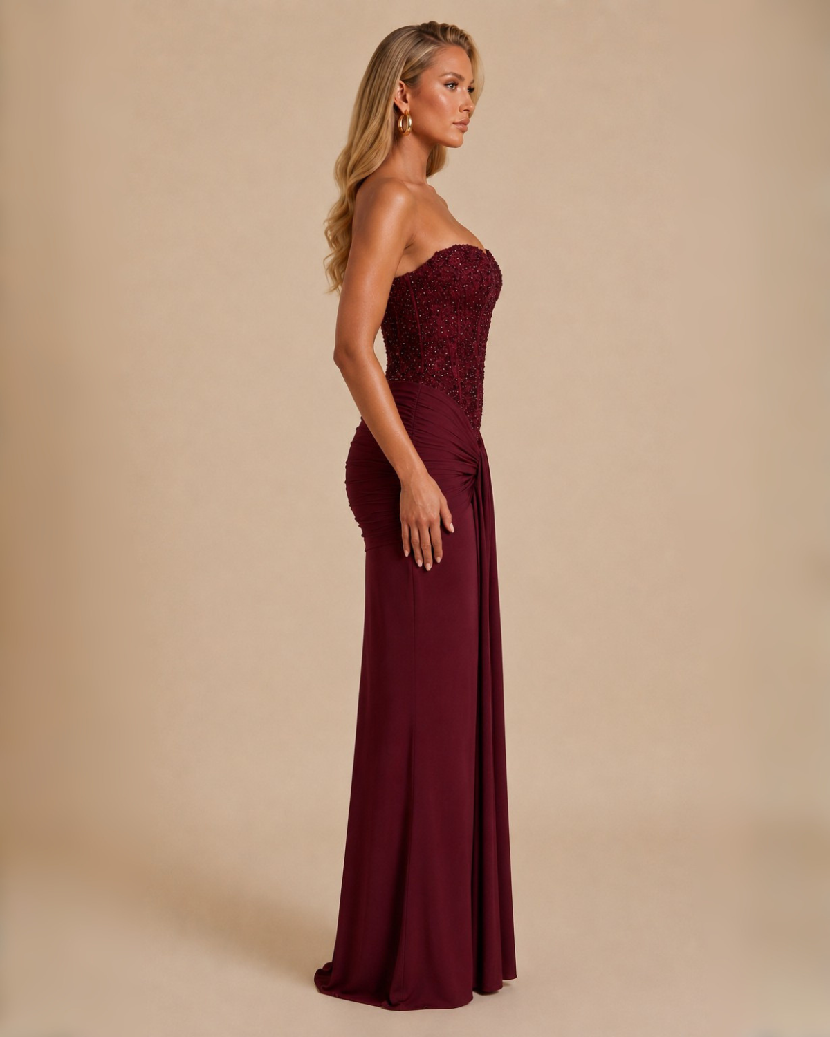 The Arabella Maxi Dress - Wine Red