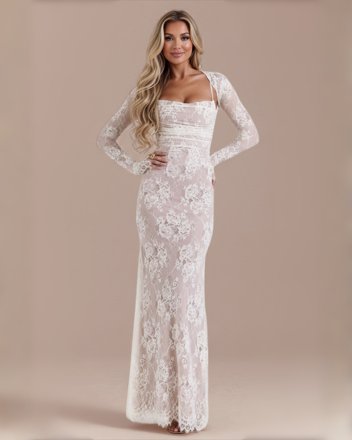 The Hermione Lace Maxi Dress - White