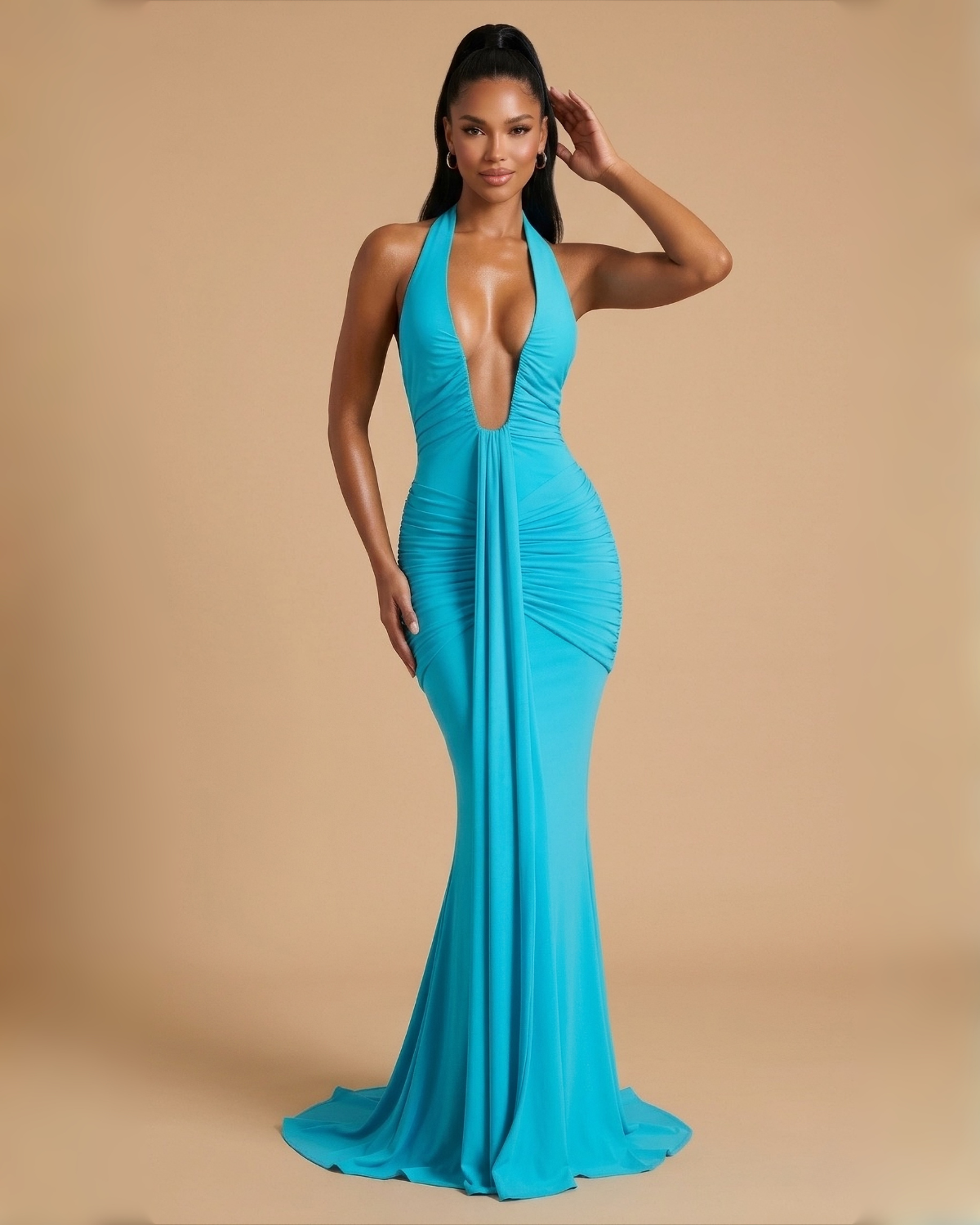 The Angelica Maxi Dress - Peacock Blue