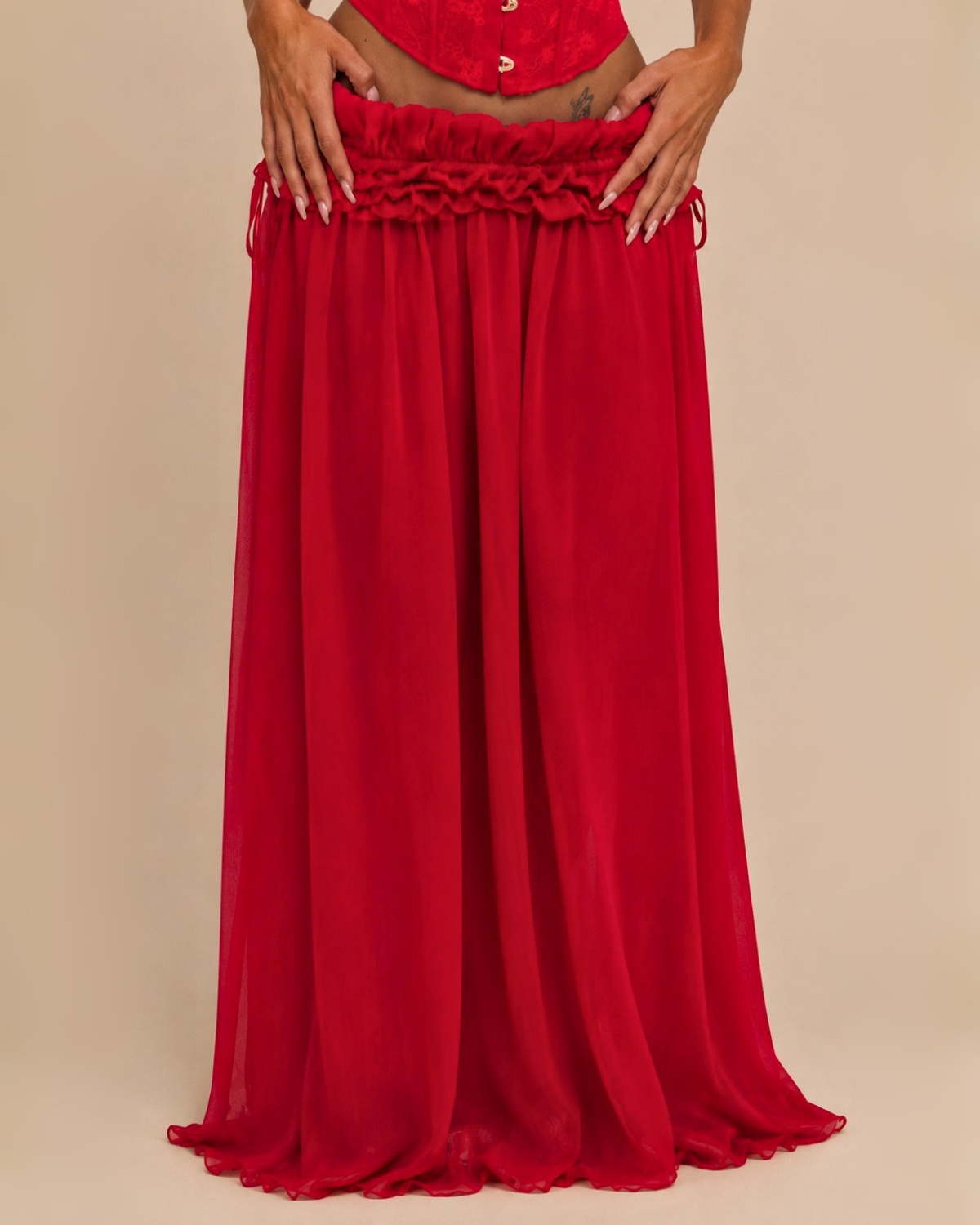 The Lunetta Maxi Skirt Set - Red