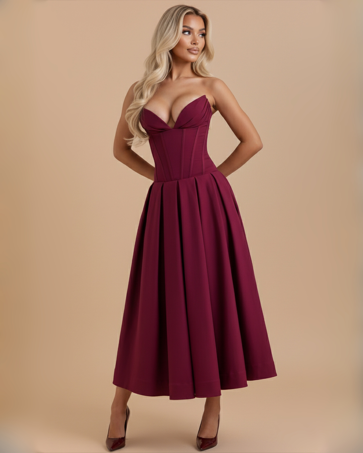The Josephine Maxi Dress - Wine