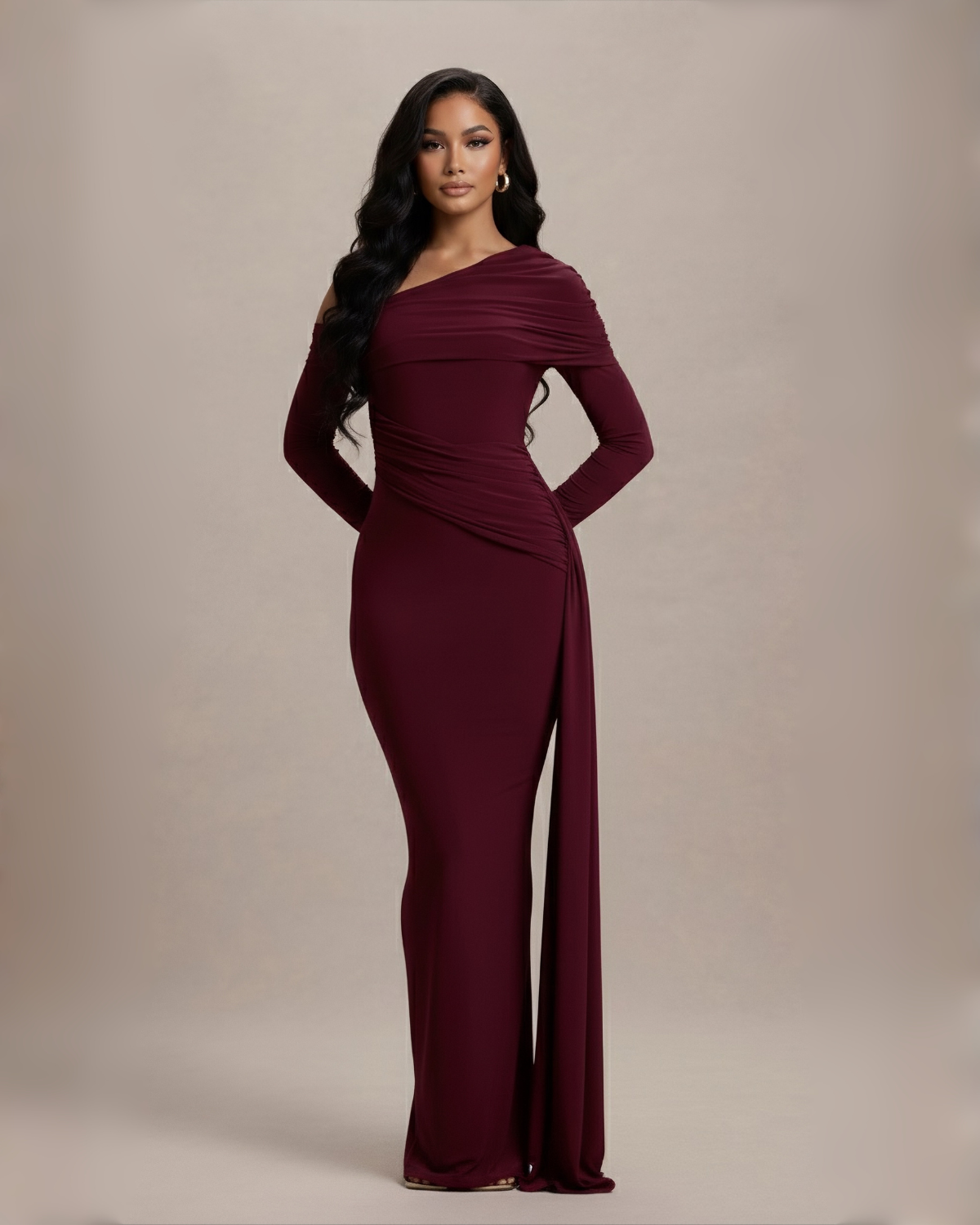 The Mona Maxi Dress - Wine Red