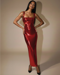 The Sylviana Backless Maxi Dress - Red