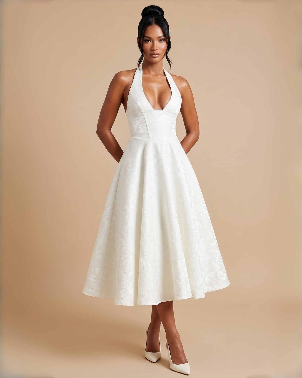 The Evelyn Midi Dress - White