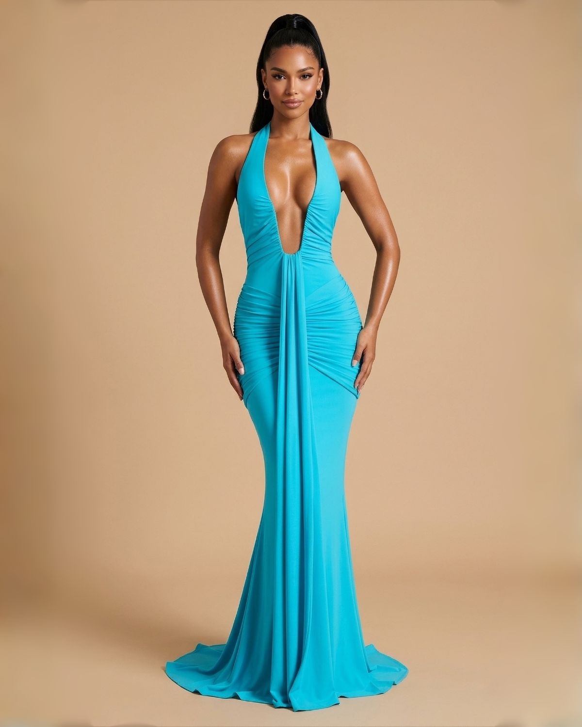 The Angelica Maxi Dress - Peacock Blue