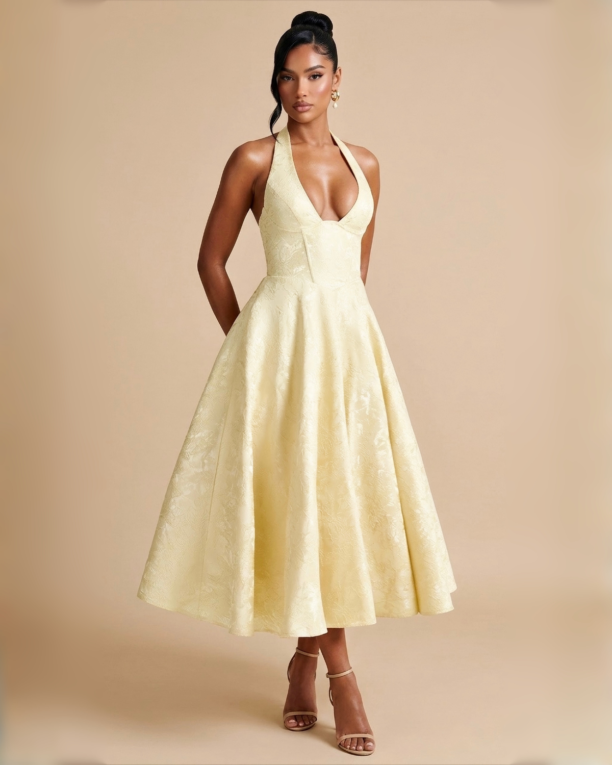 The Evelyn Midi Dress - Yellow