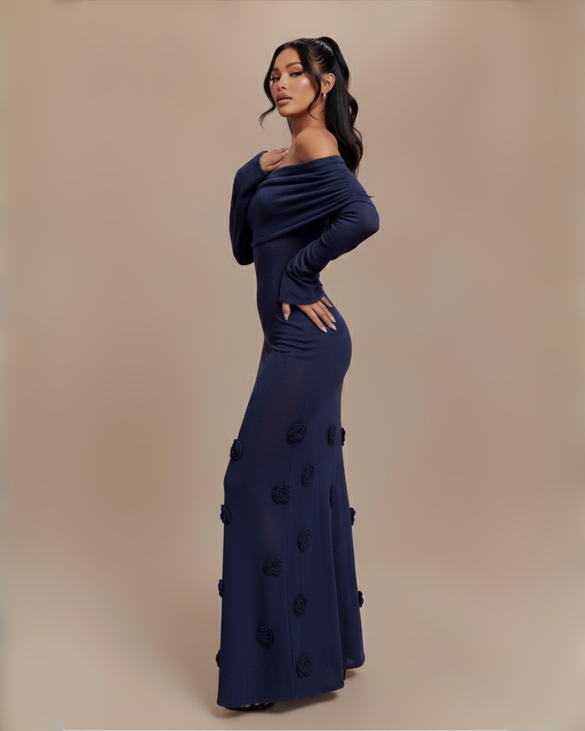 The Solaine Maxi Dress - Navy Blue