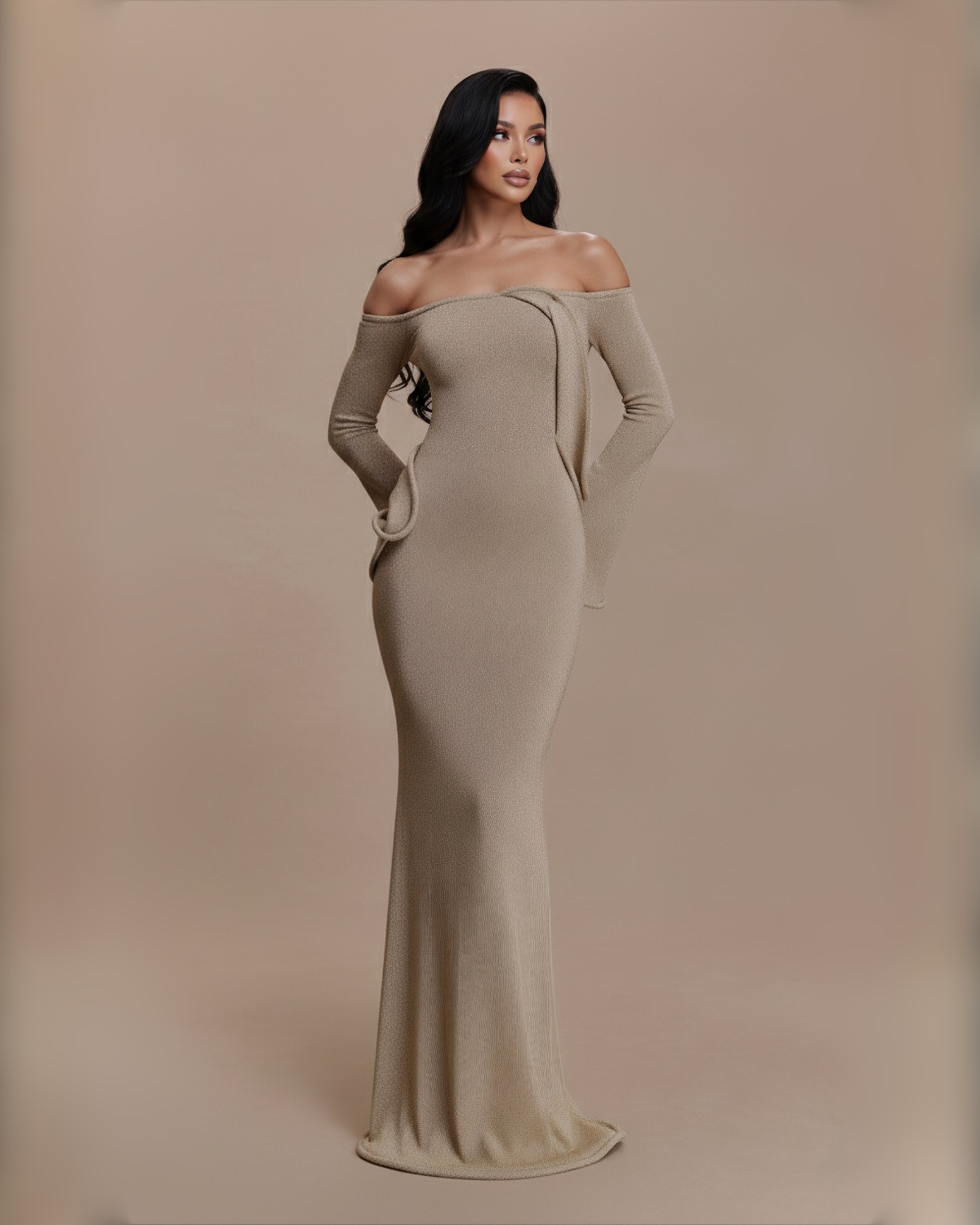 The Navaeh Maxi Dress - Beige