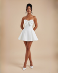 The Mia Bow Mini Dress - White