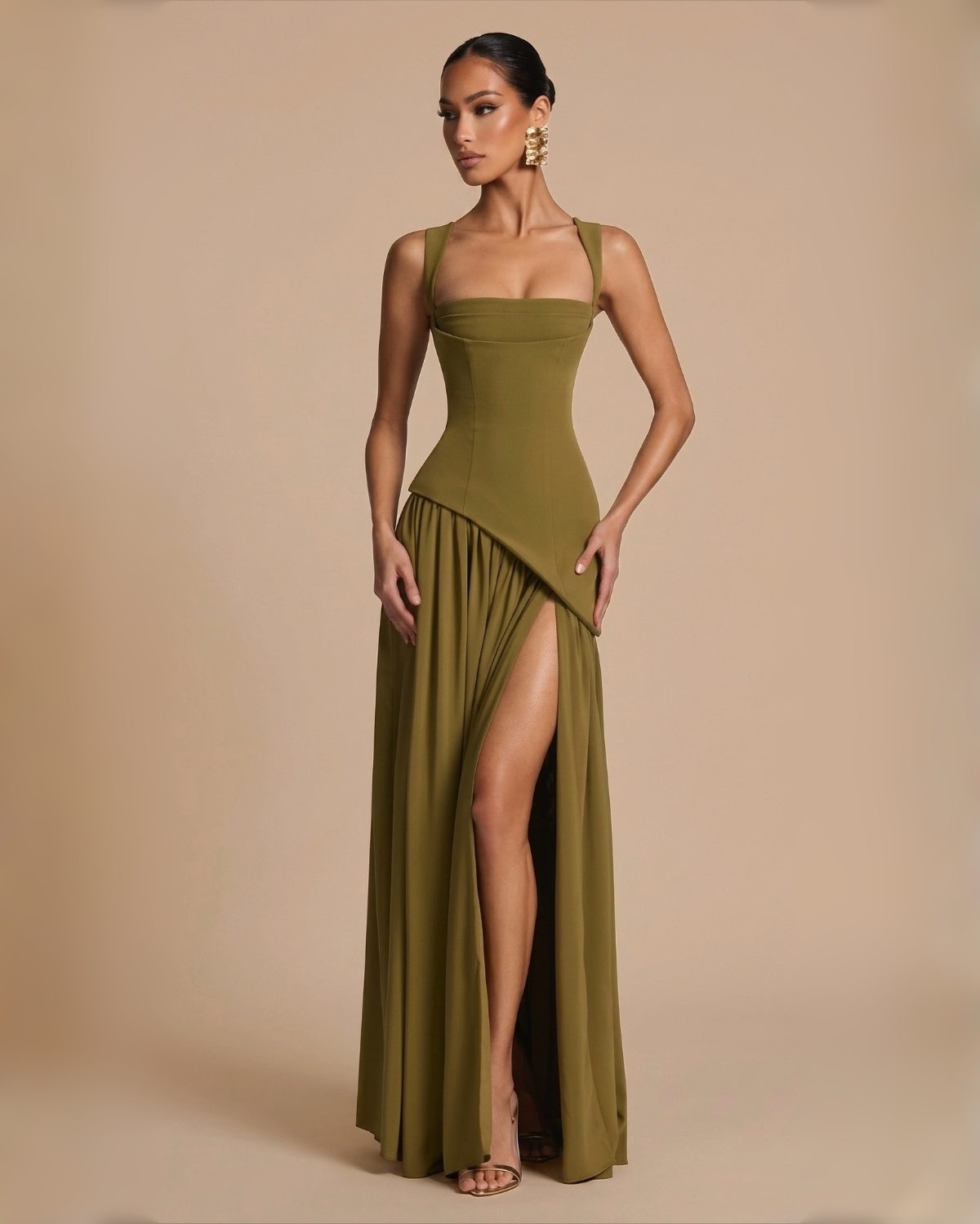 The Stephanie Maxi Dress - Olive
