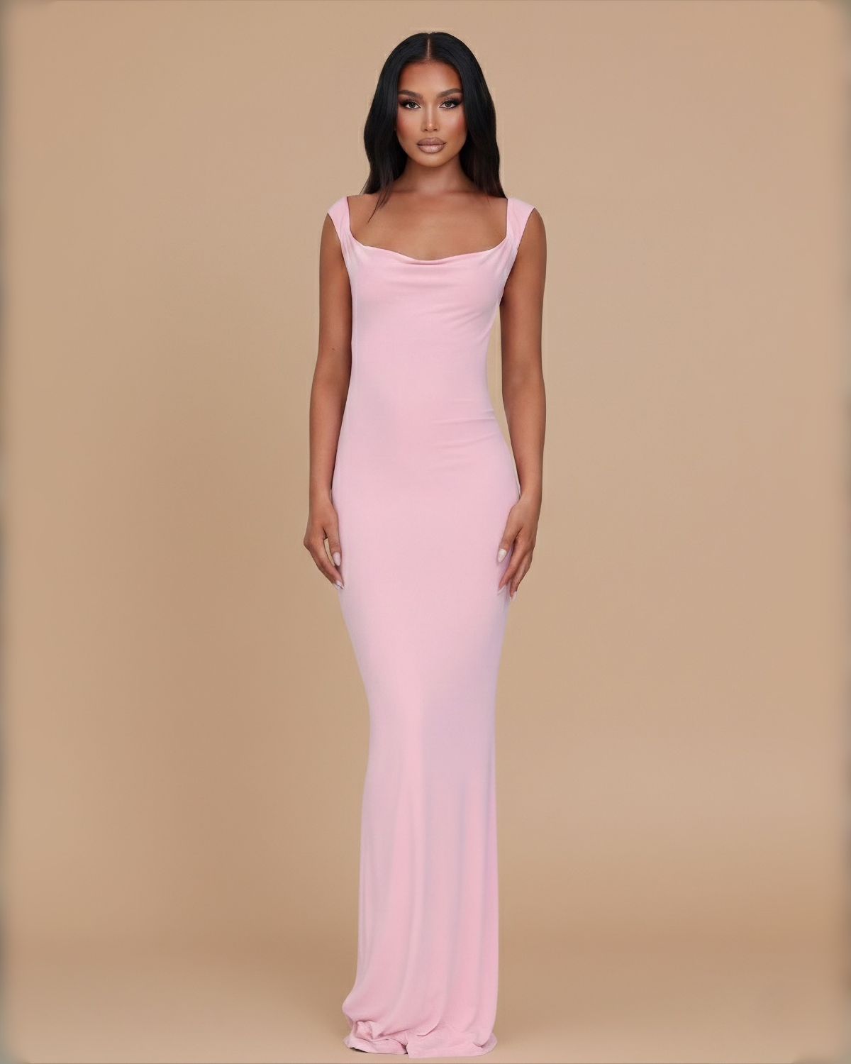 The Noèmie Bow Maxi Dress - Baby Pink
