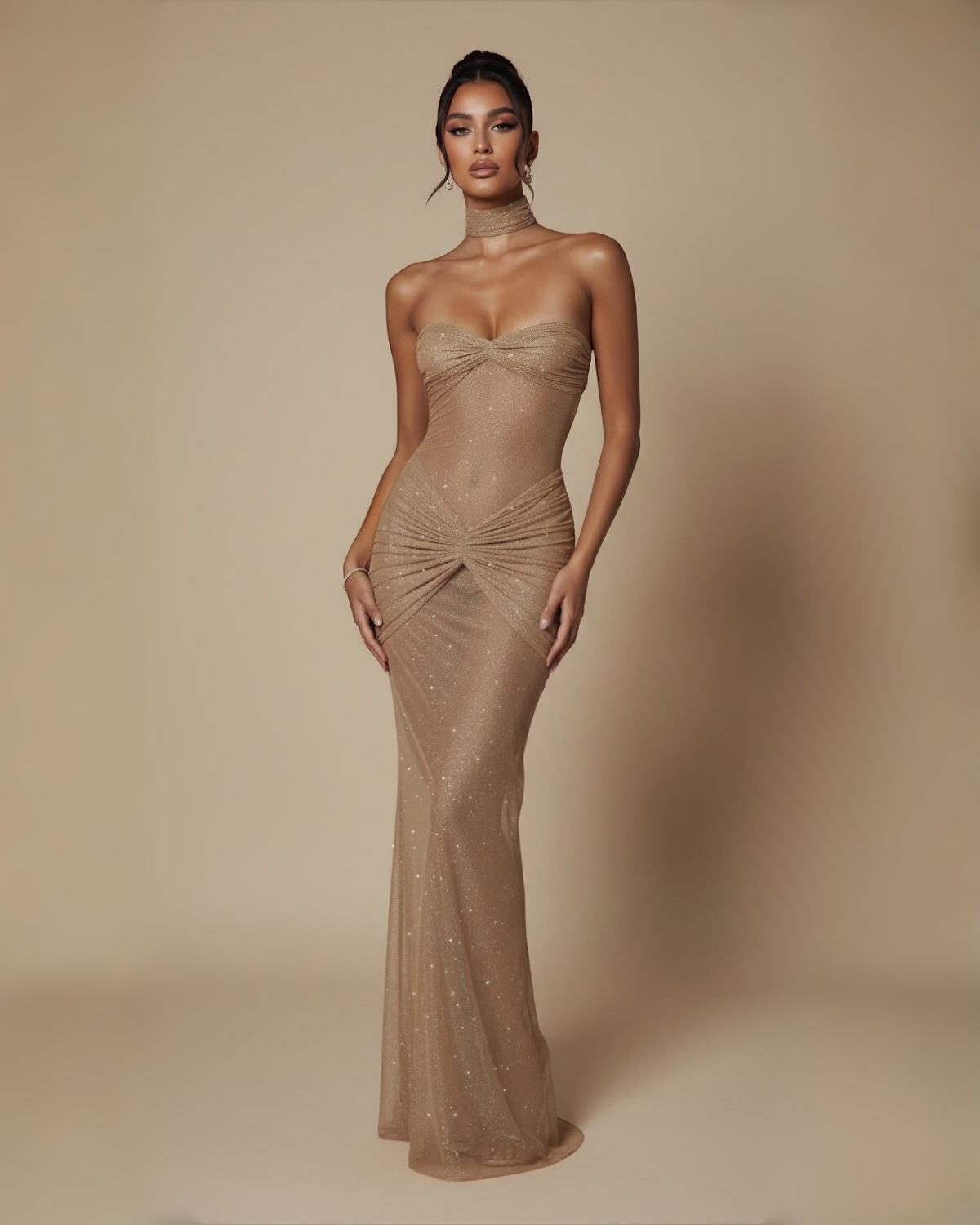 The Amara Tube Maxi Dress - Beige