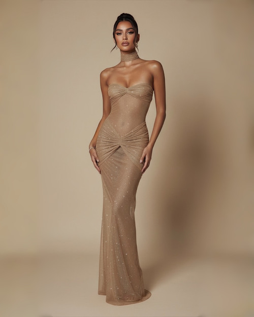 The Amara Tube Maxi Dress - Beige