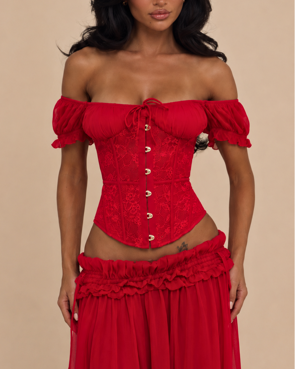 The Lunetta Maxi Skirt Set - Red