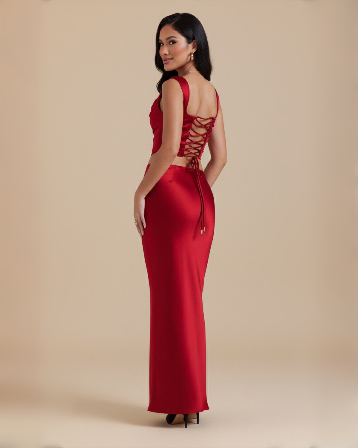 The Monroe Maxi Skirt Set - Red