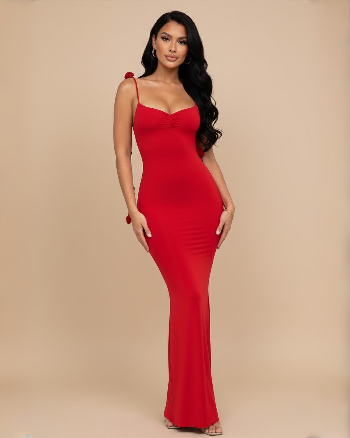 The Ayana Rose Maxi Dress - Red