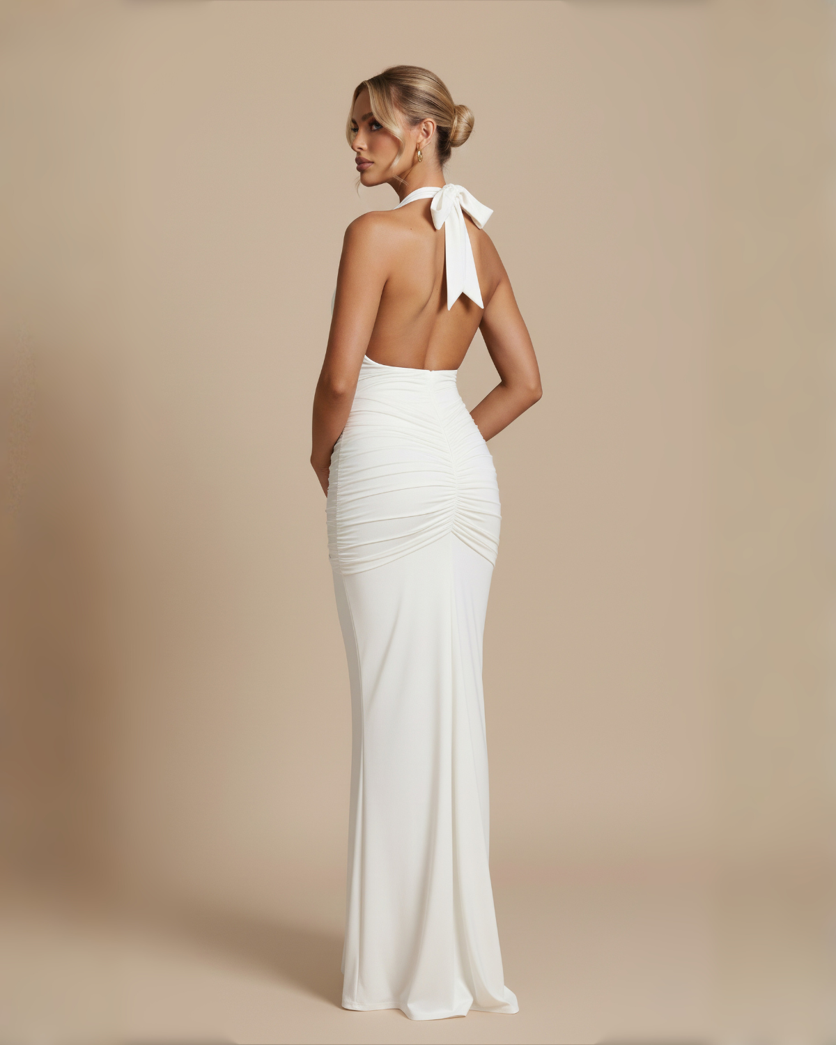 The Angelica Halter Maxi Dress - White