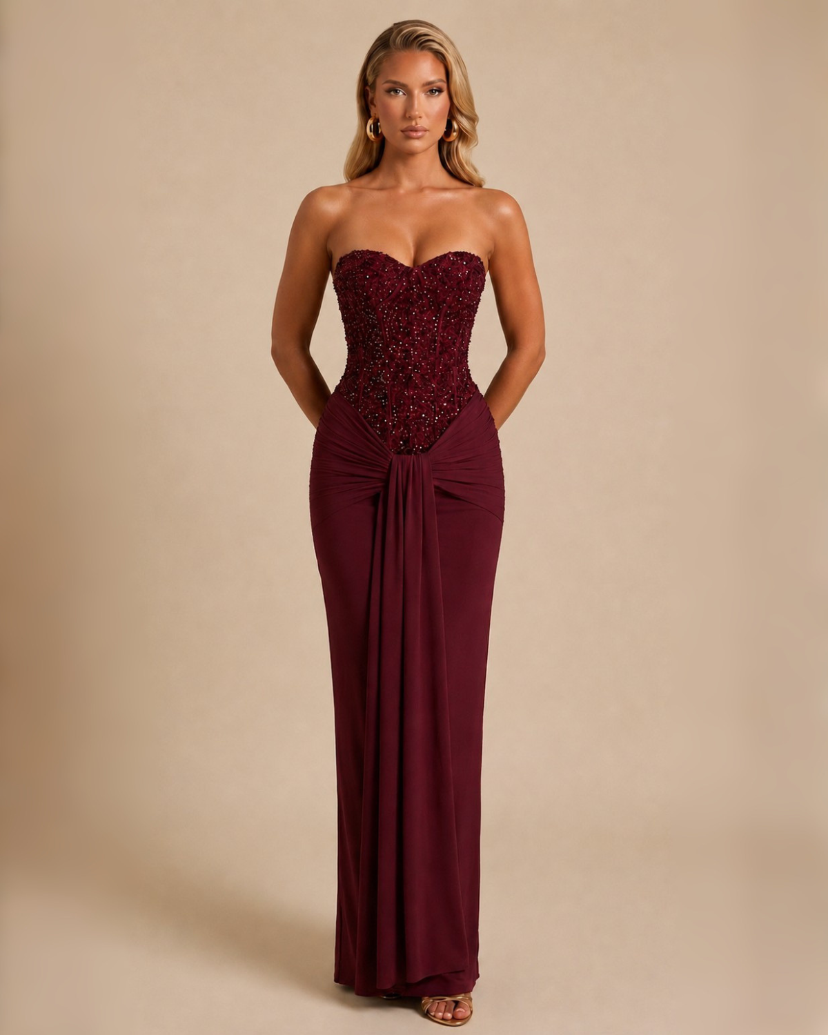 The Arabella Maxi Dress - Wine Red