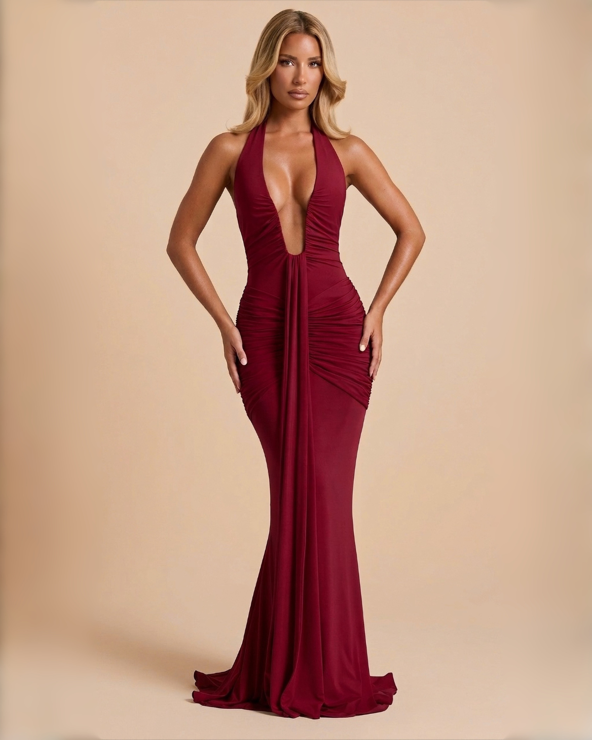 The Angelica Maxi Dress - Cherry Red