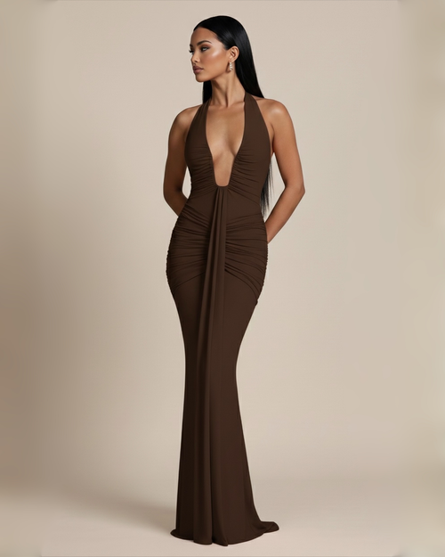 The Angelica Maxi Dress -  Brown