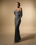 The Madeleine Off-Shoulder Maxi Dress - Grey