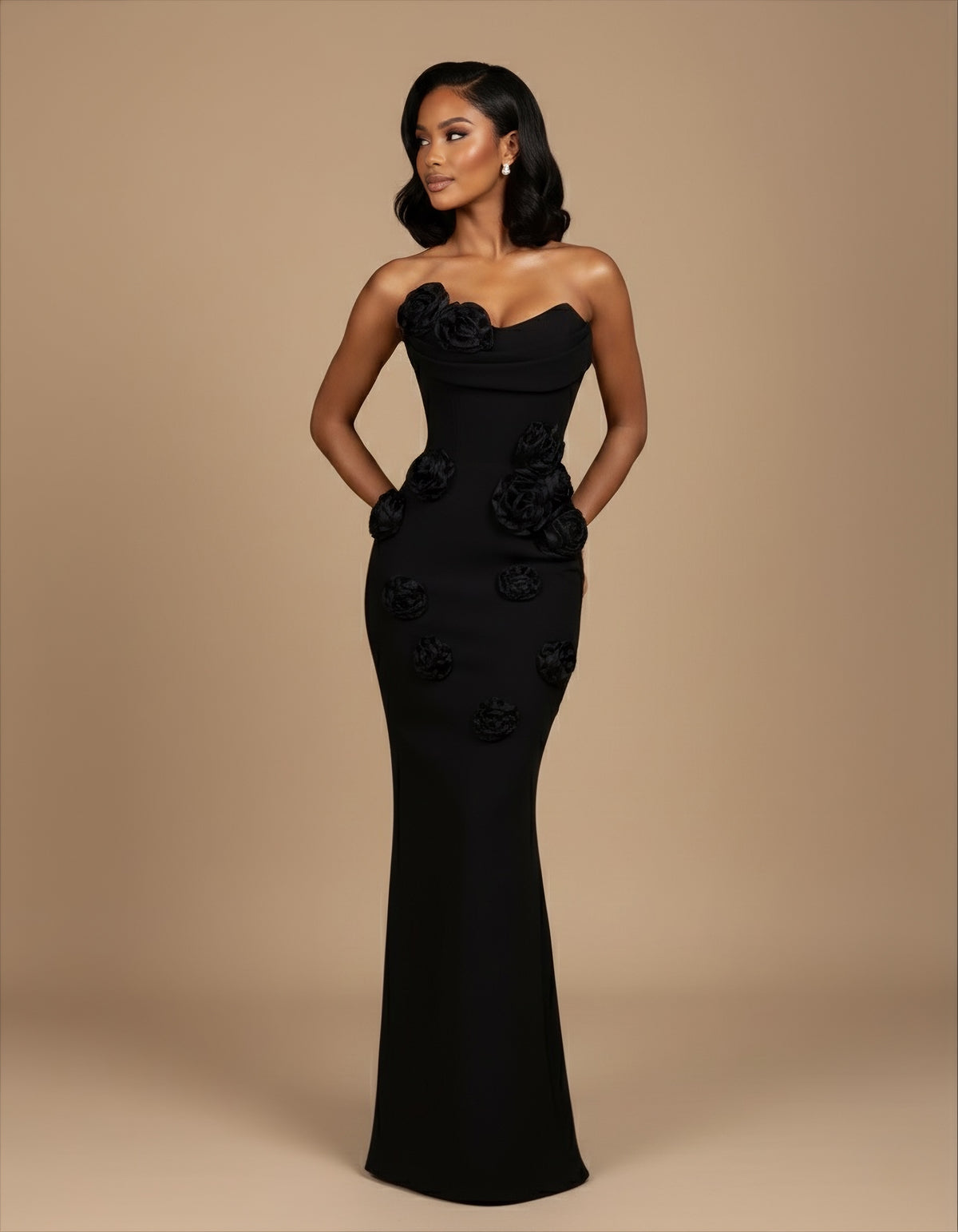 The Francis Floral Maxi Dress - Black