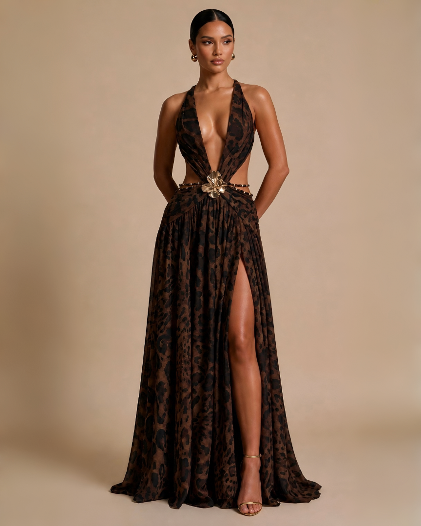 The Alula Maxi Dress - Leopard