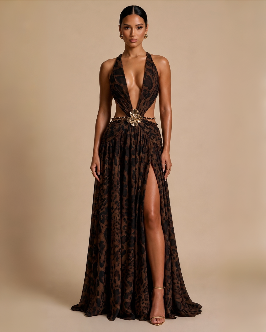 The Alula Maxi Dress - Leopard