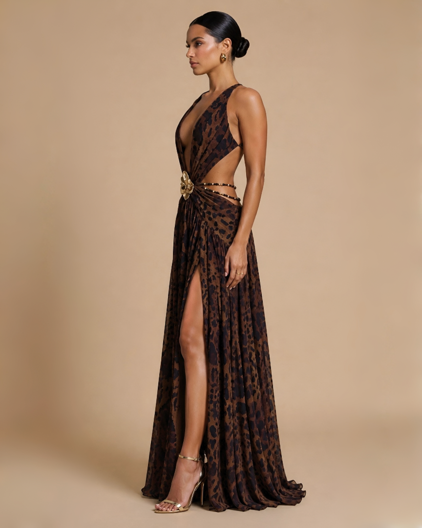 The Alula Maxi Dress - Leopard