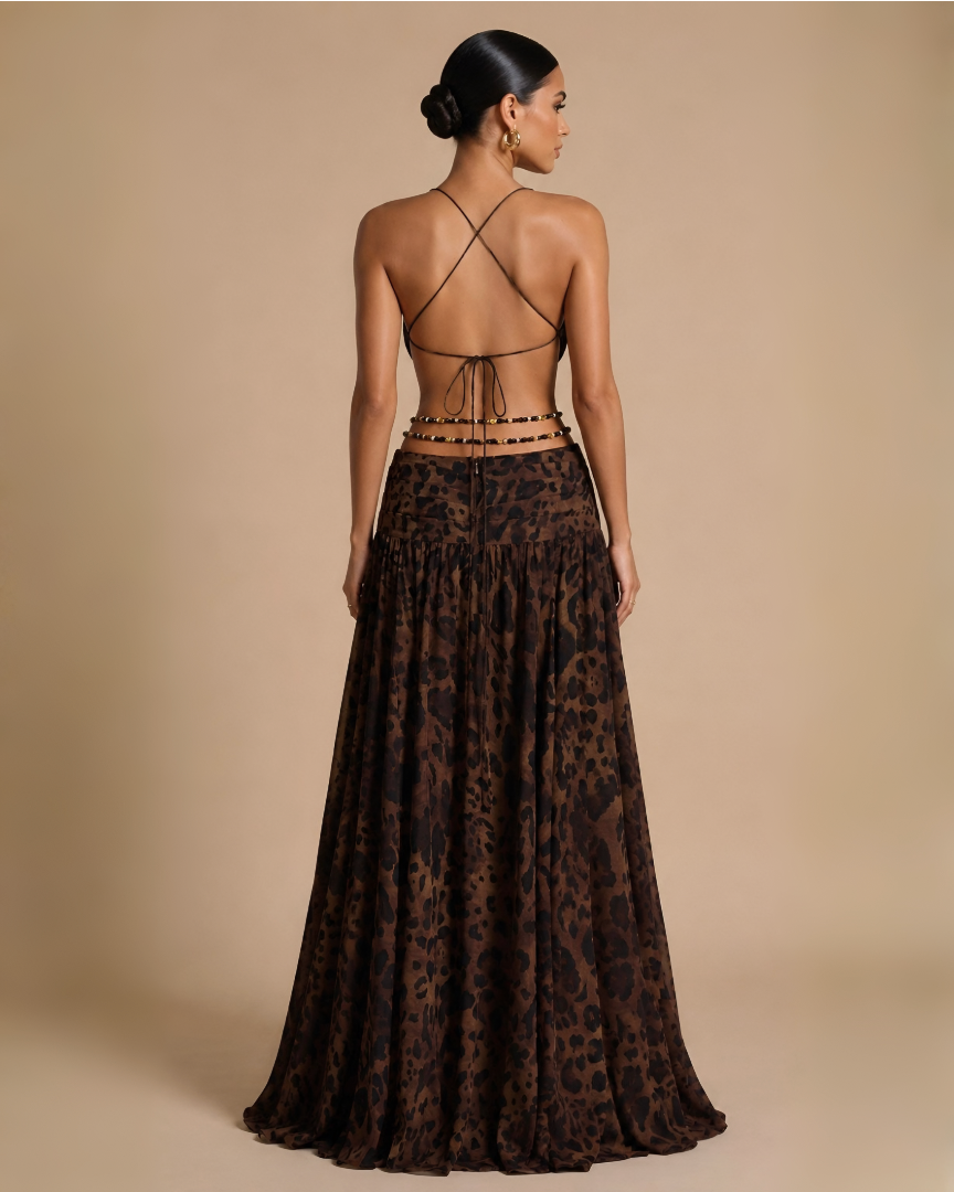 The Alula Maxi Dress - Leopard